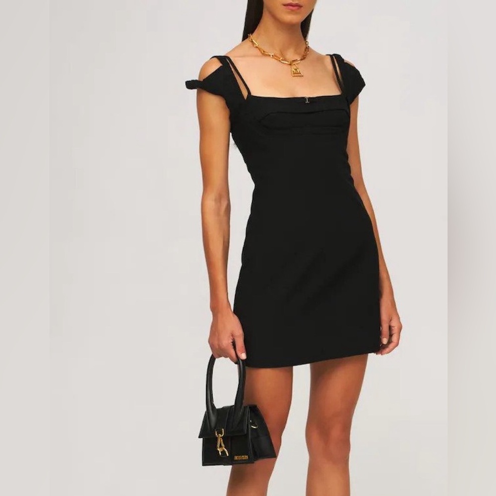 Jacquemus La Robe Kibo Black Linen Cutout Corset Bustier Sleeveless Mini Dress - Picture 9 of 11